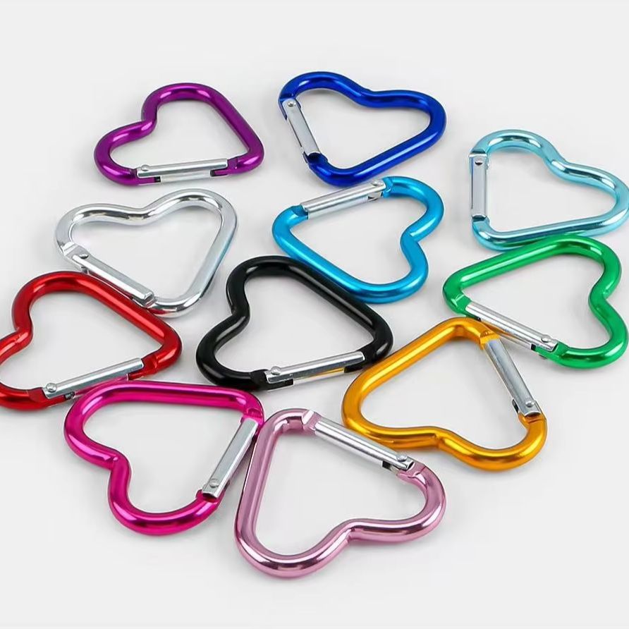 Carabiner Keychain - 5pcs Aluminum Alloy Colorful Heart Spring