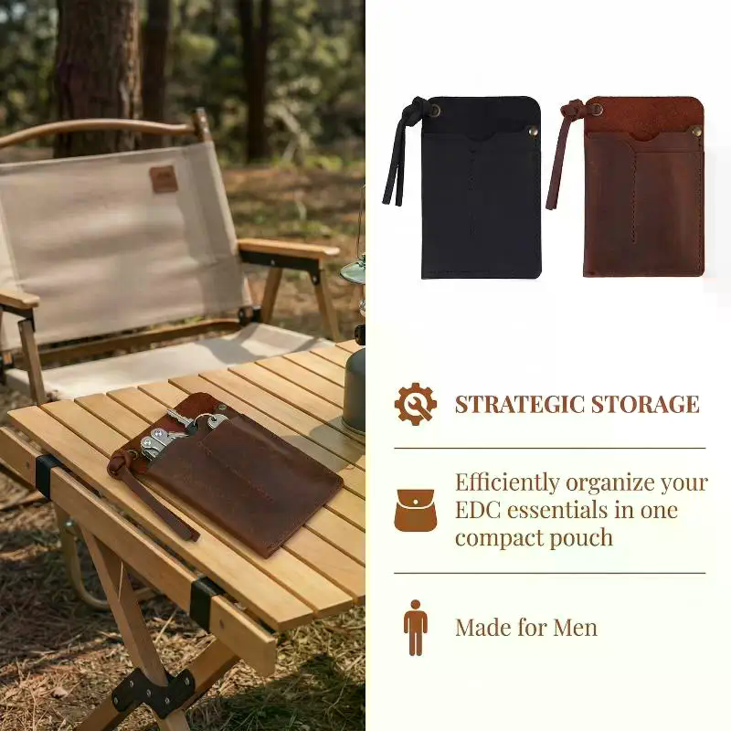 Edc Carry Belt Leather - Handmade Genuine Leather EDC Tool Multifunctional