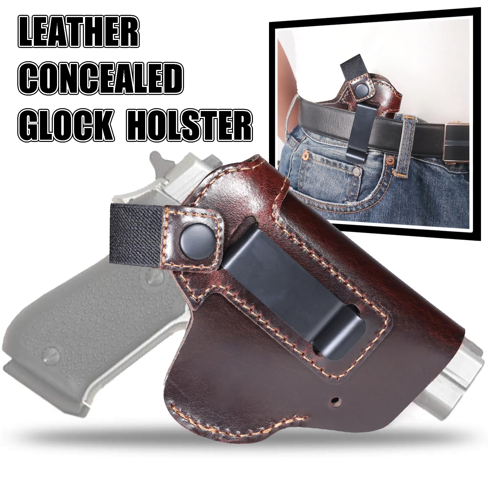 Edc Carry Belt Leather - Tactical Leather Concealed Carry Glock Holster