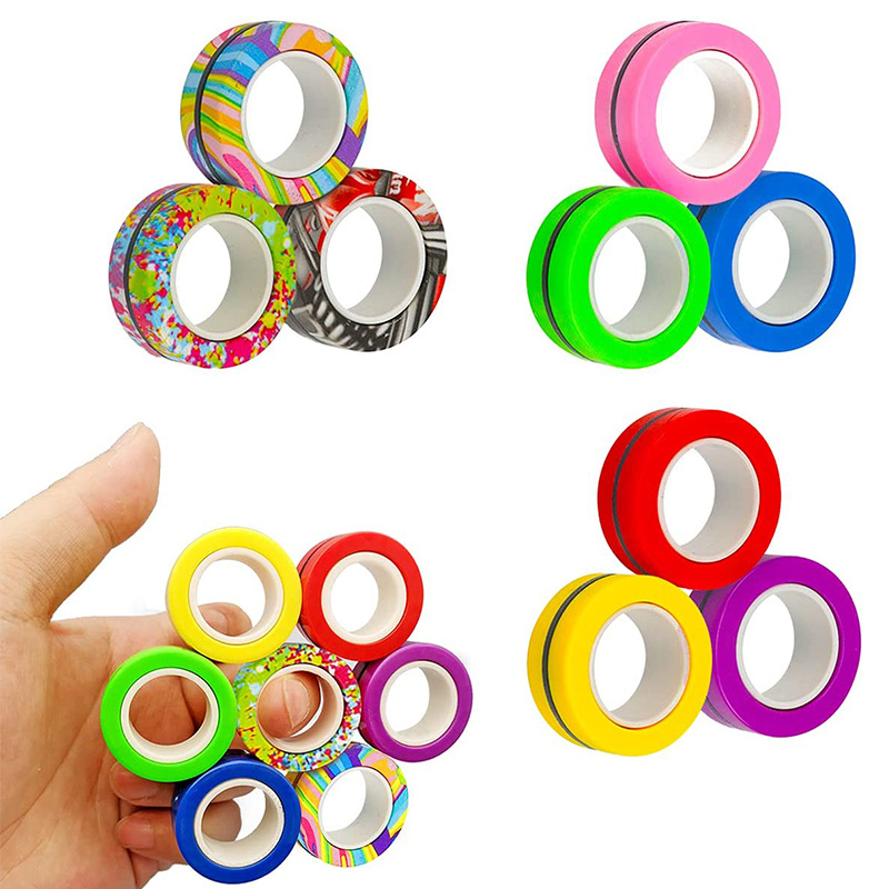 Fidget Spinner Bearing - 3PCS Fingertip Magnetic Rings Colorful Relief