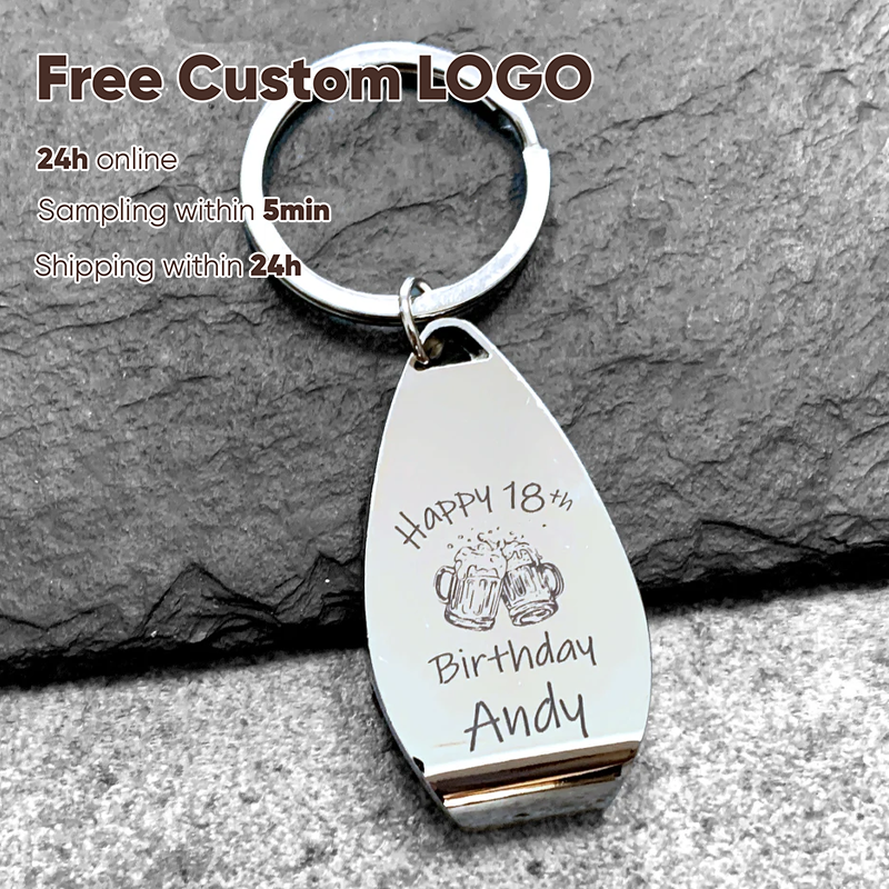 Bottle Opener Keyring - Free Personalized Metal Bottle Opener Keychain