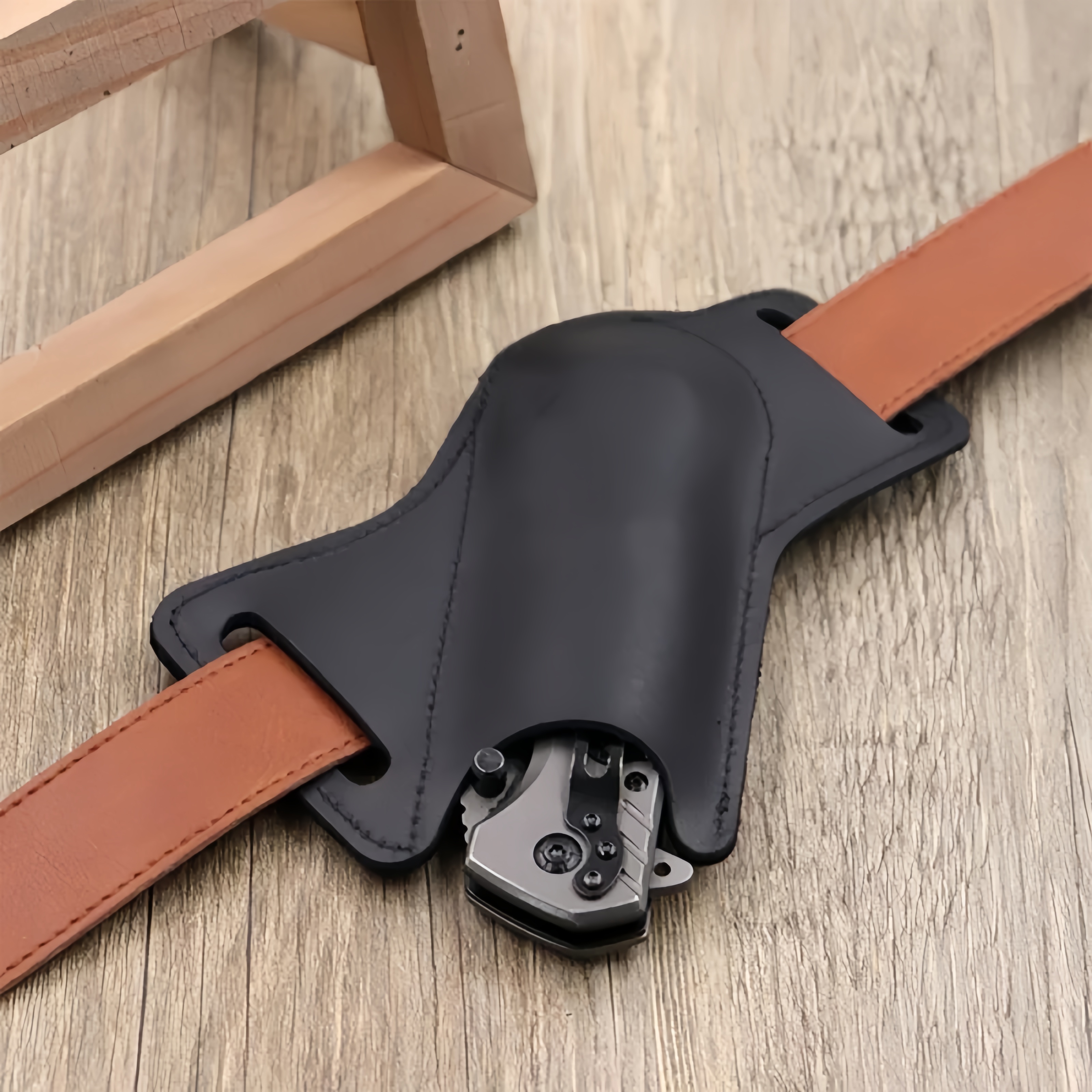 Edc Carry Belt Leather - Leather Sheath for Folding Knife –