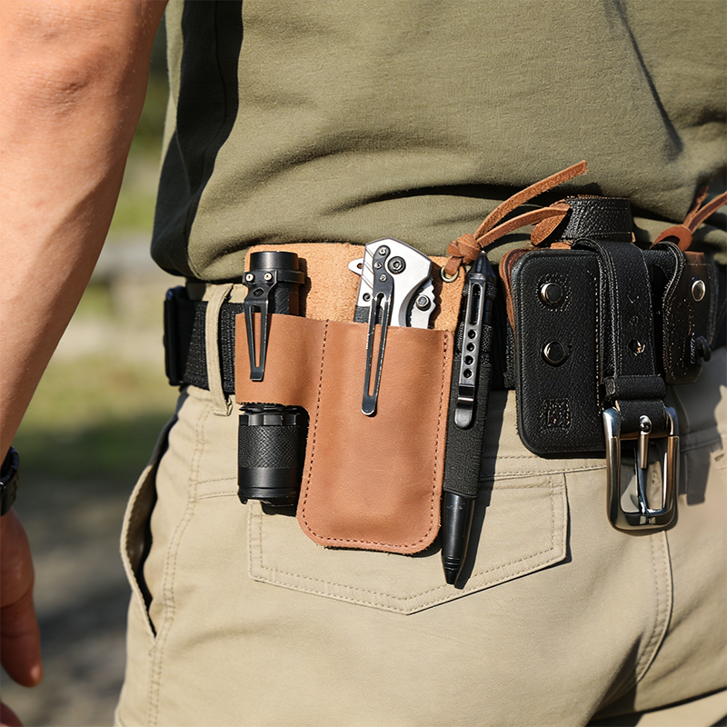 Edc Carry Bag - EDC Leather Flashlight Tool Holster Multi-functional
