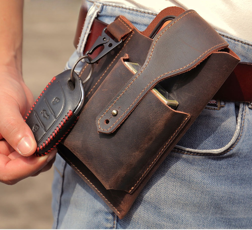 Edc Carry Belt Leather - Crazy Horse Leather Phone Holster for