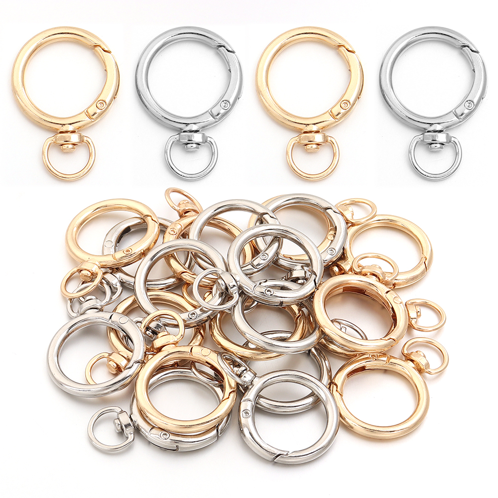 Carabiner Keychain - 10Pcs Round Shape Rotation Alloy Lobster