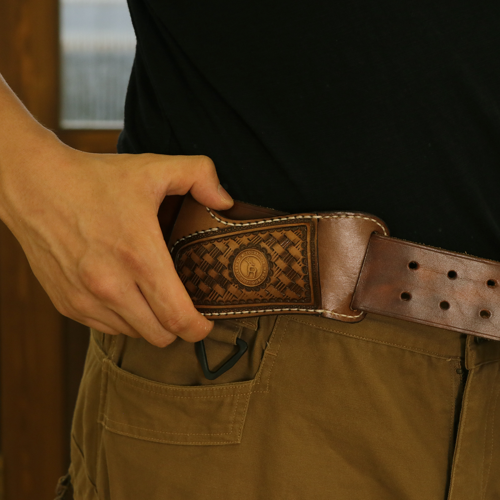 Edc Carry Belt Leather - Tourbon Genuine Leather Large Folding Knife