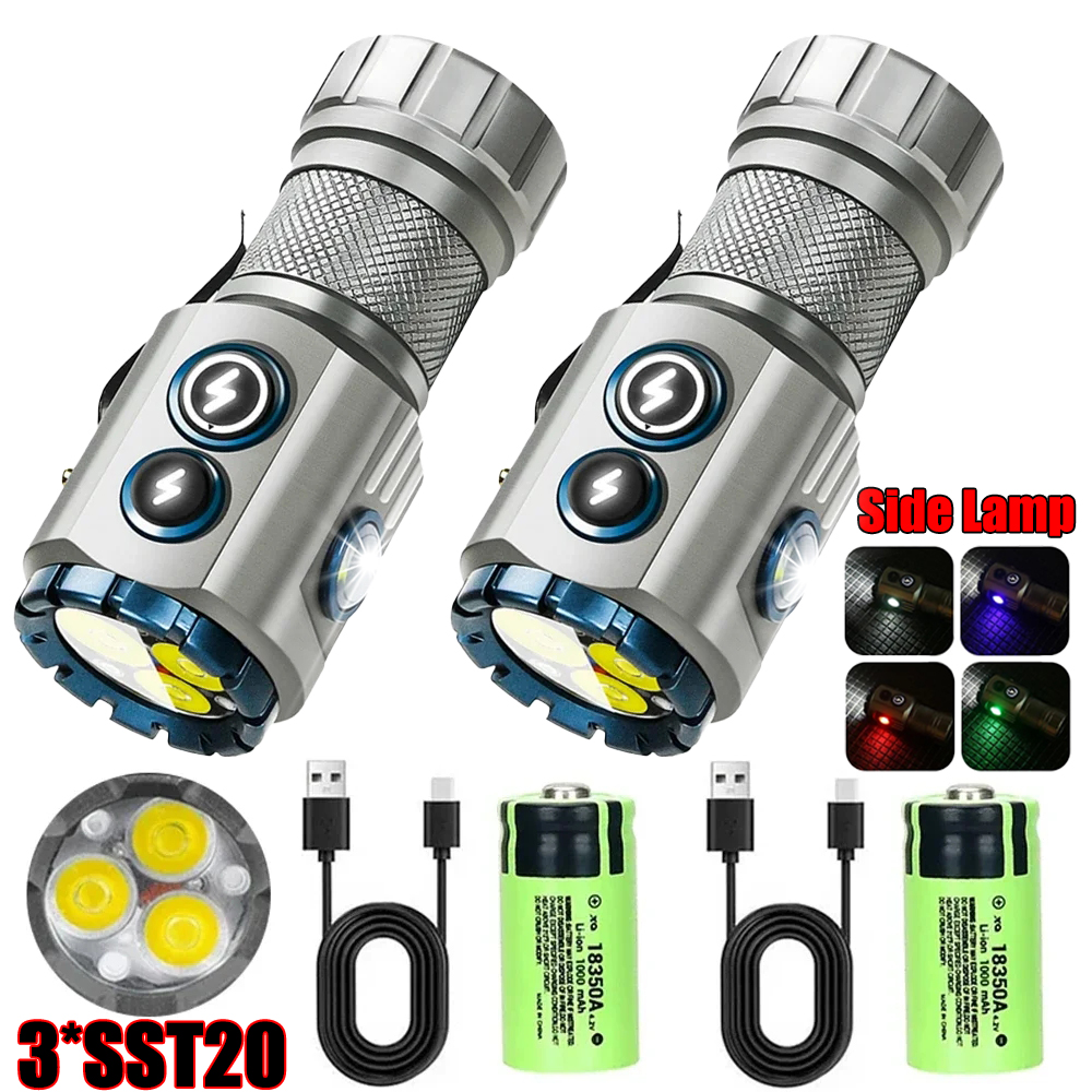 Edc Carry Flashlight - Powerful 2000LM EDC Flashlight Type-c Rechargeable