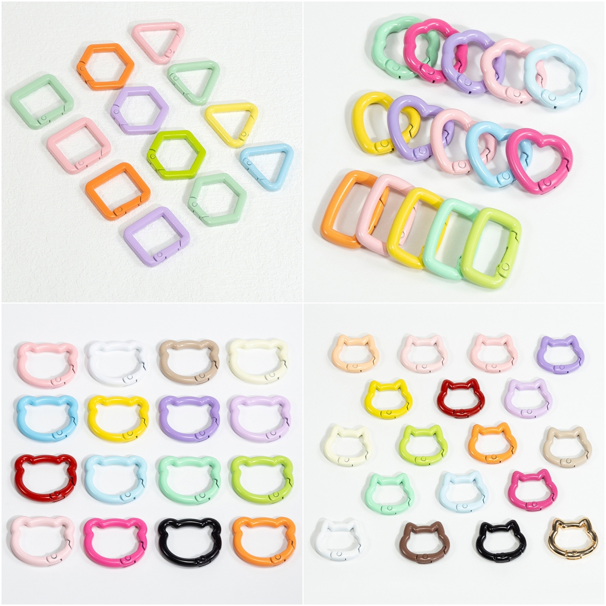 Carabiner Keychain - 5pcs Cute Heart Cat Keychain Rings