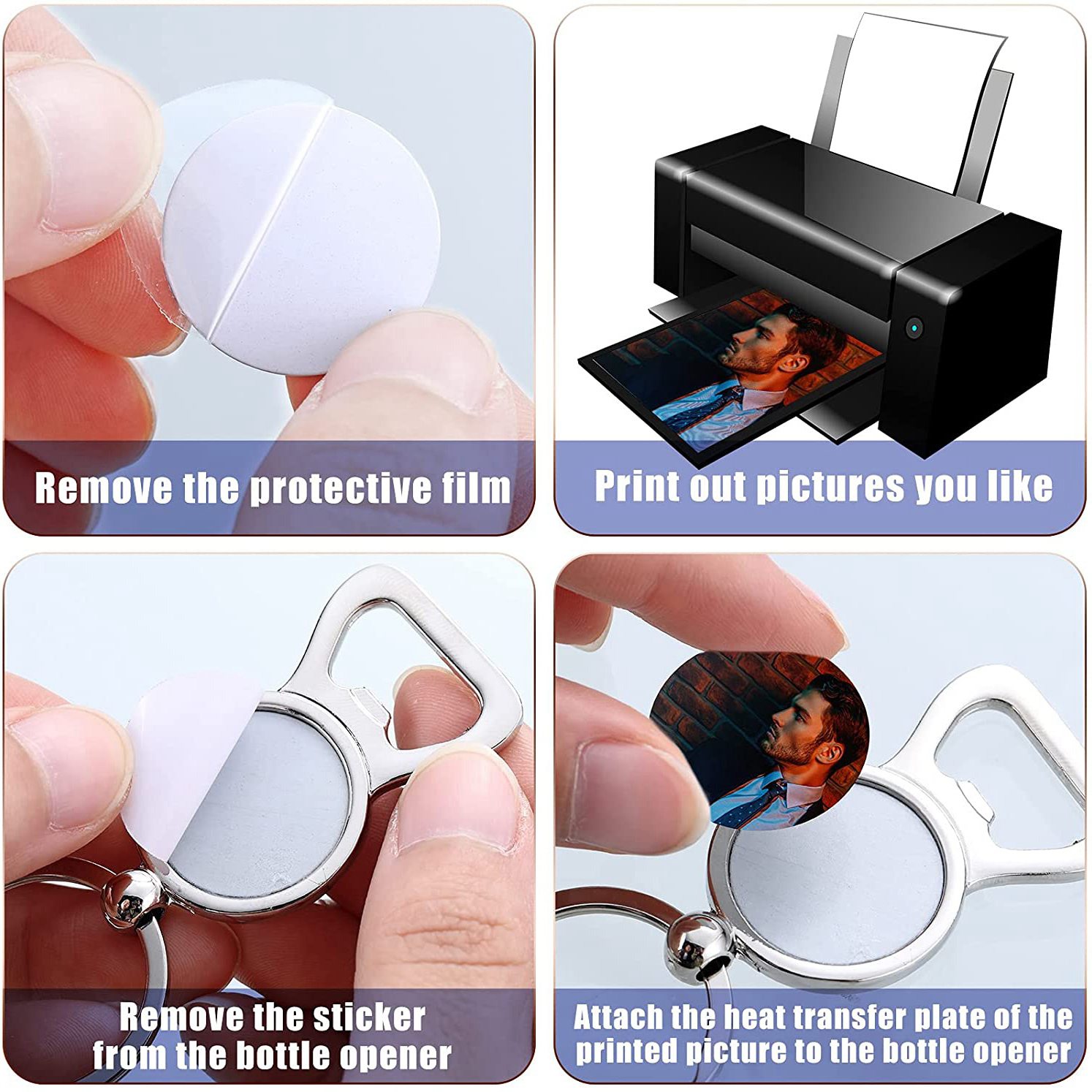 Bottle Opener Keyring - AED7-10 Pcs Sublimation Blank Keychains Sublimation