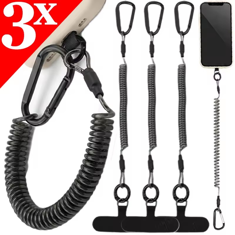 Carabiner Keychain - Anti Lost Flexible Phone Ropes Spring