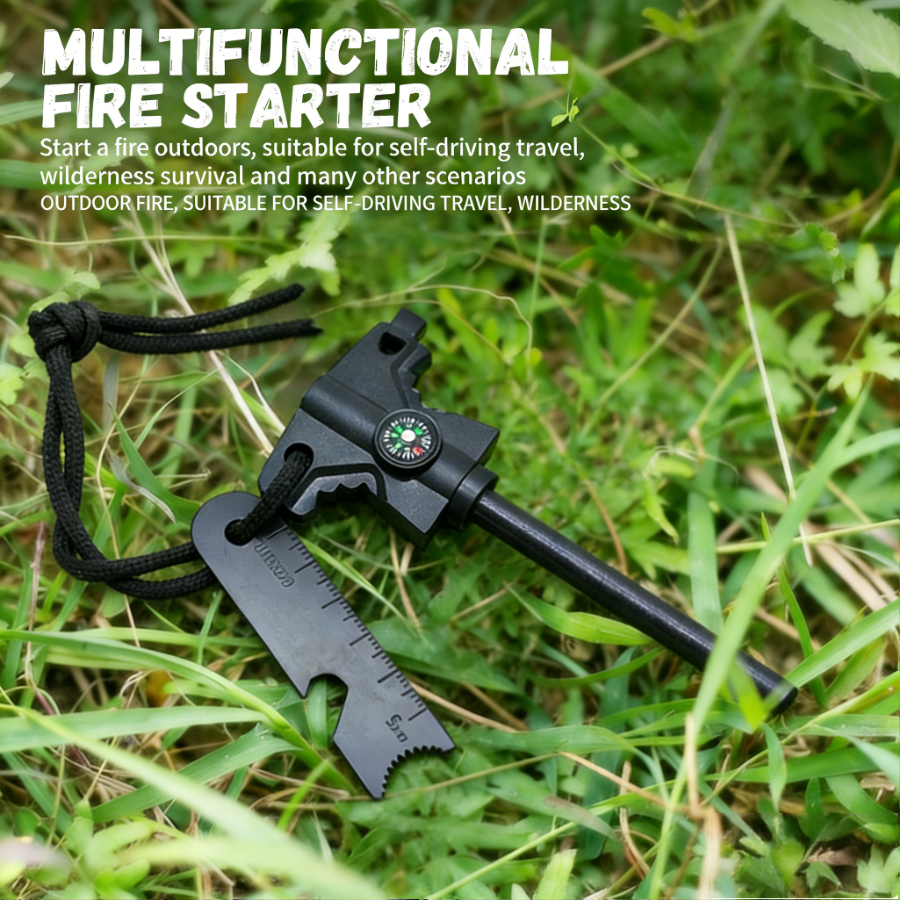 Ferro Rod Striker - Multi-functional Survival Fire Starter Ferrocerium Rod