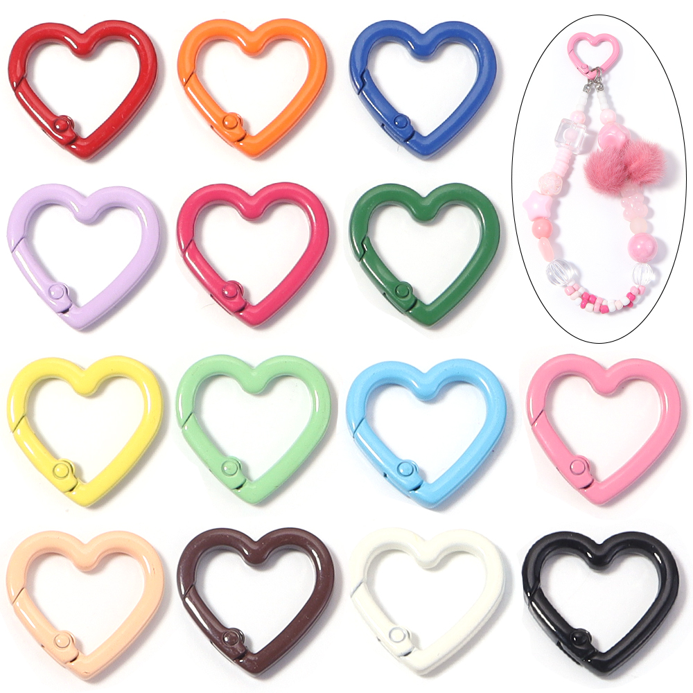 Carabiner Keychain - 5pcs Alloy Heart Spring Clasps Snap
