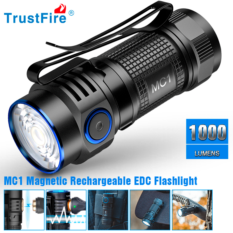 Edc Every Day Carry おもちゃ - Trustfire MC1 Usb Rechargeable Flashlight 1000Lumen
