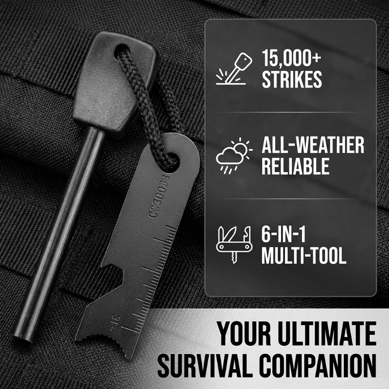 Multi-Function Wooden Handle M - Ferro Rod Striker 评论和价格