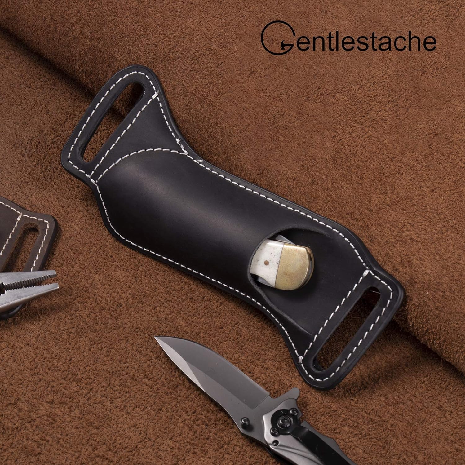 5 Inch Folding Knife Holster E - Edc Carry Belt Leather 评论和价格