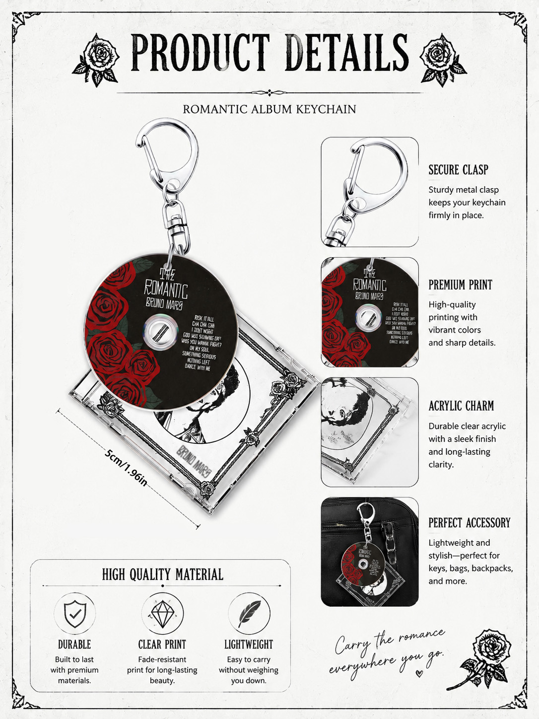Bruno Keychain，The Romantic，Ma - Carabiner Keychain 评论和价格
