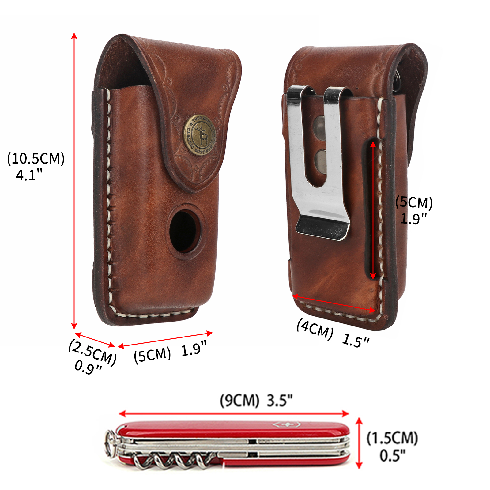 Tourbon EDC Leather Pocket Kni - Edc Carry Belt Leather 评论和价格