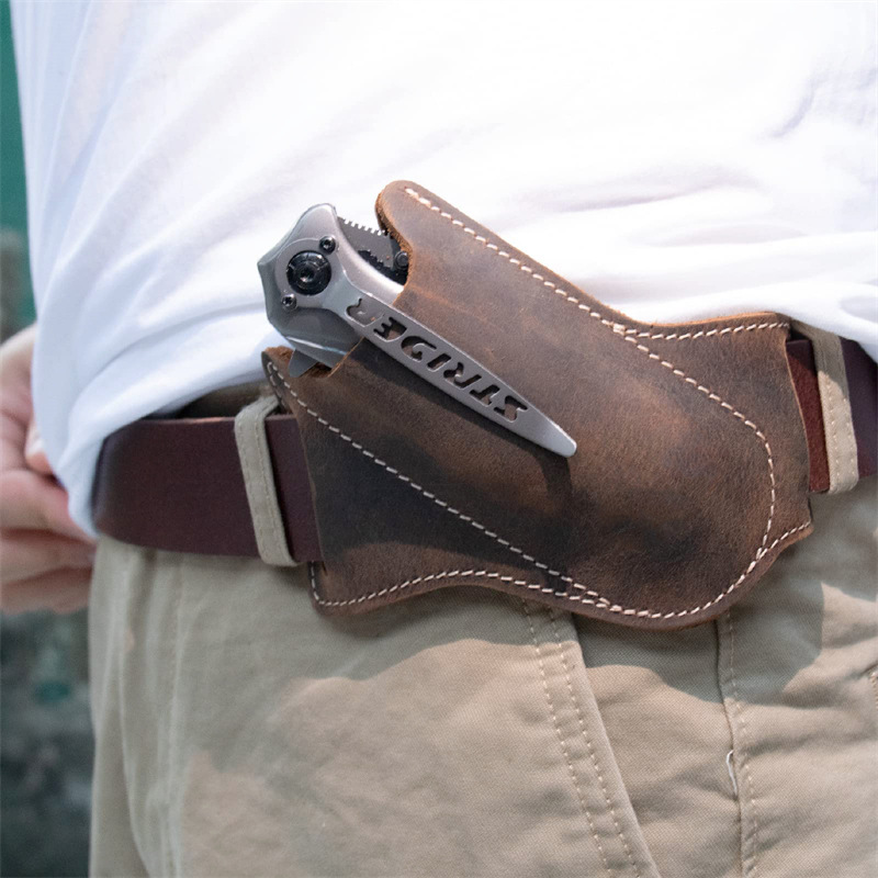 Leather Folding Knife Sheath,  - Edc Carry Belt Leather 评论和价格