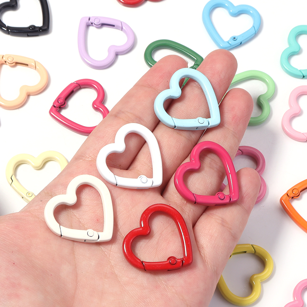 5pcs Alloy Heart Spring Clasps - Carabiner Keychain 评论和价格