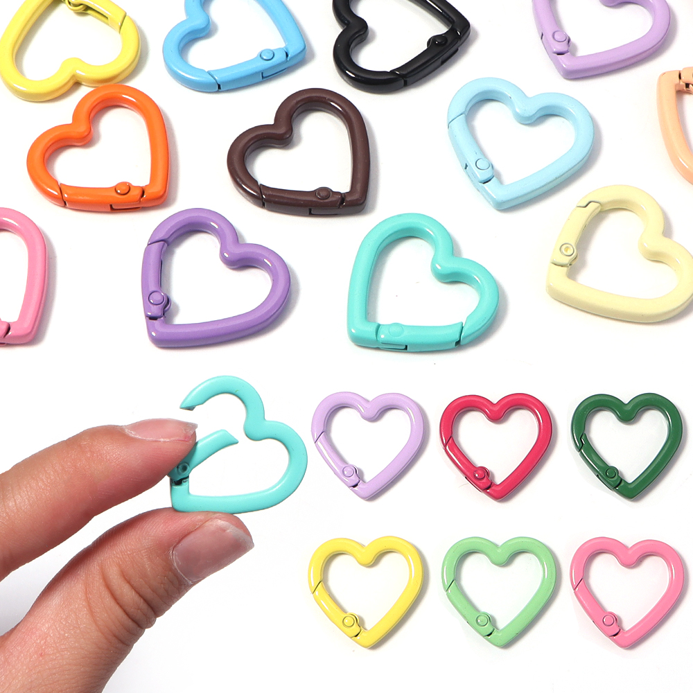 5pcs Alloy Heart Spring Clasps - Carabiner Keychain 评论和价格